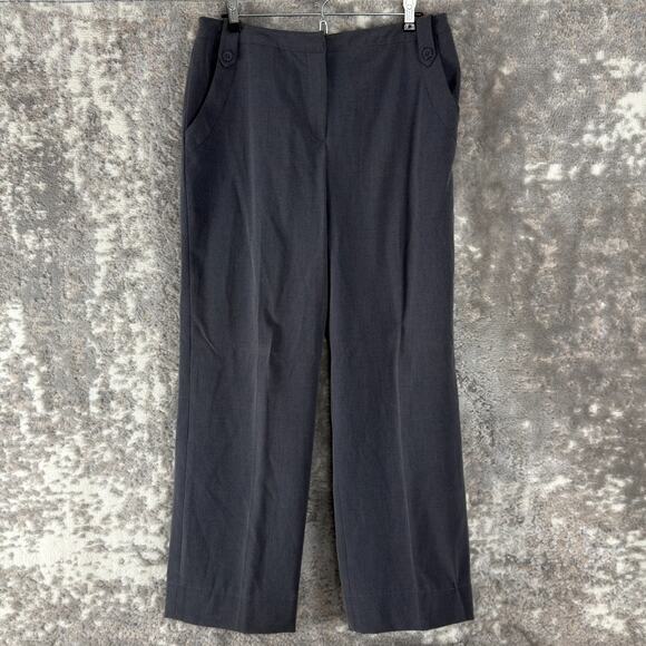 Larry Levine Size 10 Stretch Gray Pants Straight Leg Button Waist Career Wear - Picture 1 of 11